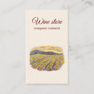 Carte De Visite Enseigne de magasin de vin de vignoble au coucher