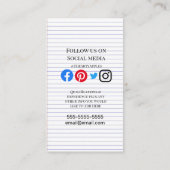 Carte De Visite Enseignement à domicile pour enfants anglais (Dos)