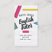 Carte De Visite Enseignement à domicile pour enfants anglais (Devant)