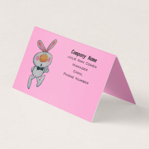 Carte De Visite Enseignement de lapin blanc amusant pouces vers le