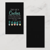 Carte De Visite Enseigner Comme Un Enseignant De Cactus À L'École (Devant / Derrière)