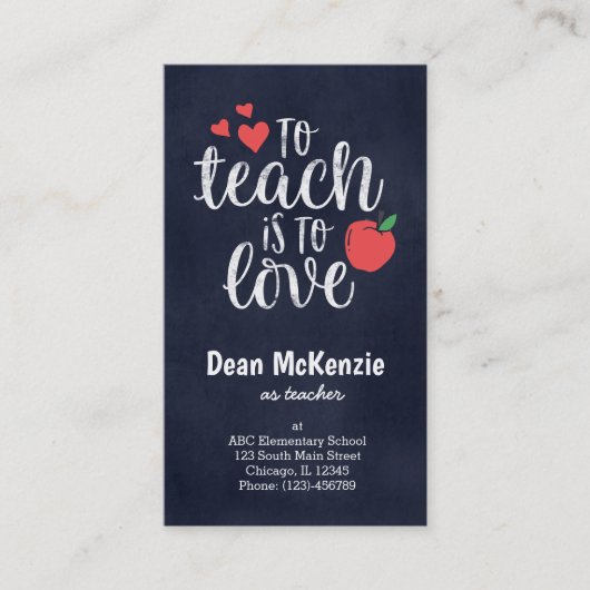 Carte De Visite Enseigner est aimer (Devant)