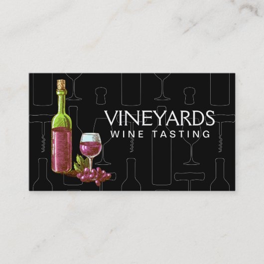 Carte De Visite Ensemble de vins | Bouteille et verre (Devant)