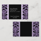Carte De Visite Ensemble élégant rococo de noir de lavande (Devant / Derrière)