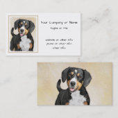Carte De Visite Entlebucher Mountain Dog Peinture - Art original (Devant / Derrière)