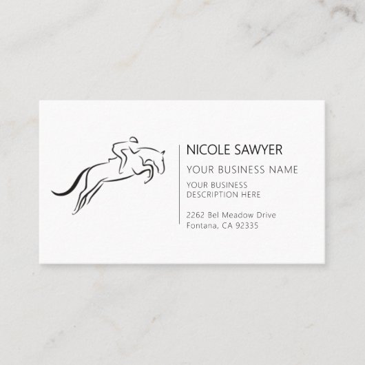 Carte De Visite Entraînement équestre équitation équine (Devant)