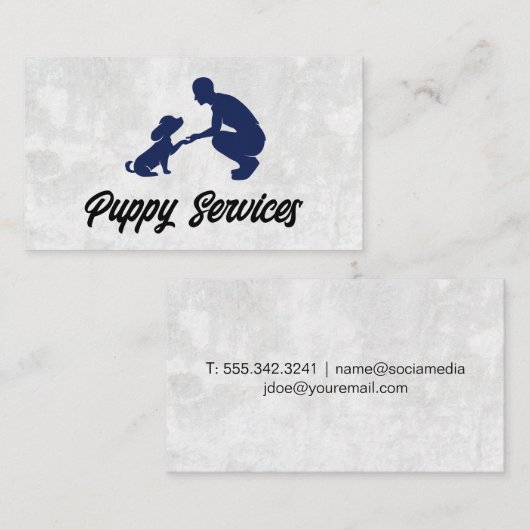 Carte De Visite Entraîneur avec Chien chiot (Devant / Derrière)