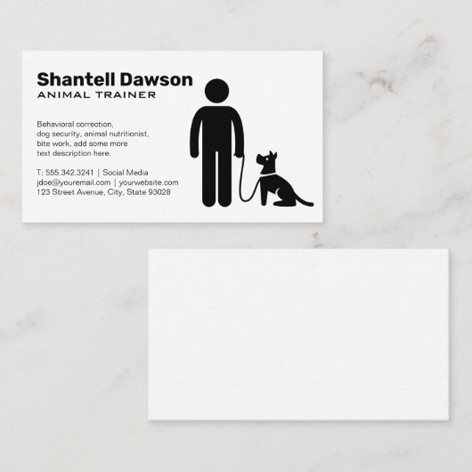 Carte De Visite Entraîneur avec chien en laisse (Devant / Derrière)
