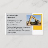 Carte De Visite Entraîneur blanc Bulldozer de construction jaune (Devant)