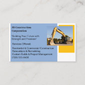 Carte De Visite Entraîneur blanc Bulldozer de construction jaune (Devant)