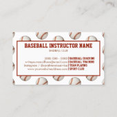 Carte De Visite Entraîneur de baseball (Dos)