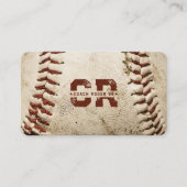 Carte De Visite Entraîneur de Baseball Baseball Rustique Monogramm (Devant)