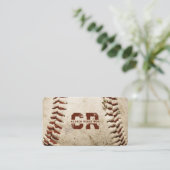 Carte De Visite Entraîneur de Baseball Baseball Rustique Monogramm (Debout devant)