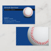 Carte De Visite Entraîneur de baseball | Bleu profond (Devant / Derrière)