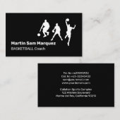 Carte De Visite Entraîneur de basket-ball noir et blanc (Devant / Derrière)