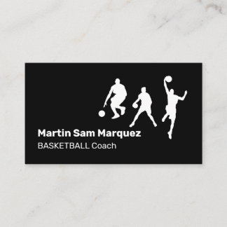 Carte De Visite Entraîneur de basket-ball noir et blanc