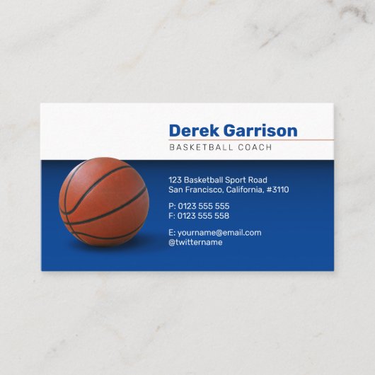 Carte De Visite Entraîneur de basket-ball | Trainer Sport Deep Blu (Devant)