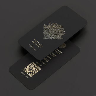 Carte De Visite Entraîneur de bien-être holistique Black Faux Gold