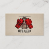 Carte De Visite Entraîneur de boxe Gants et dessin de sac (Devant)