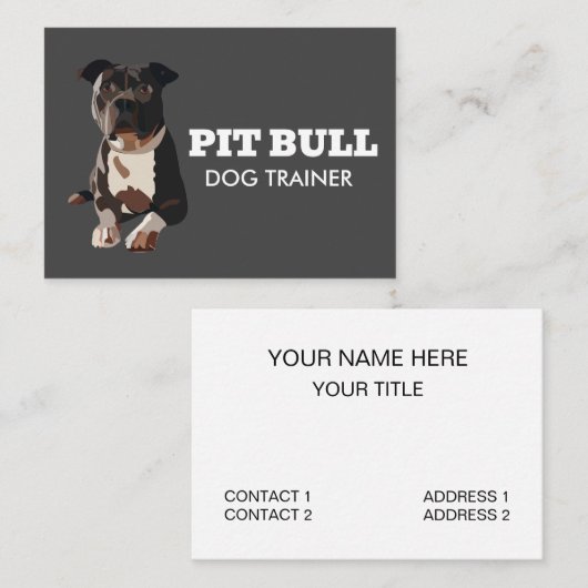 Carte De Visite Entraîneur de chien Pitbull (Devant / Derrière)