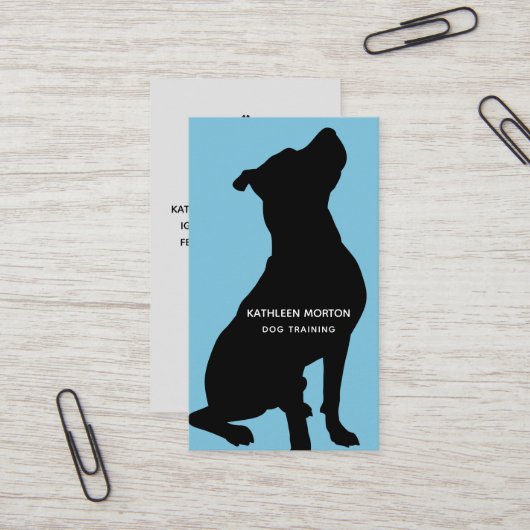 Carte De Visite Entraîneur de chien Silhouette noire (Devant/Arrière en situation)