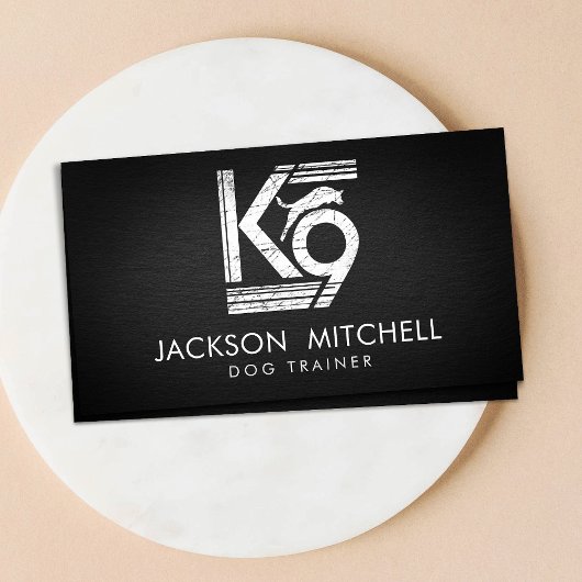 Carte De Visite Entraîneur de chiens - Entraîneur K9 Noir et blanc