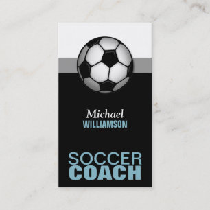 Carte De Visite Entraîneur de football noir et bleu