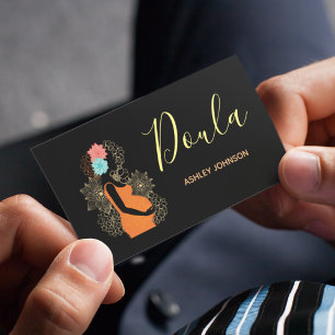 Carte De Visite Entraîneur de naissance Doula Calligraphie florale