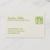 Carte De Visite Entraîneur de nutrition Customisé QR (Dos)