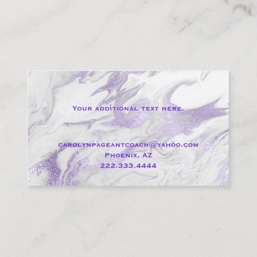 Carte De Visite Entraîneur de Parties scintillant en marbre violet (Dos)