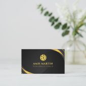 Carte De Visite Entraîneur de Pickleball Black & Gold (Debout devant)