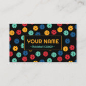 Carte De Visite Entraîneur de Pickleball - Jaune, menthe et bleu p (Devant)