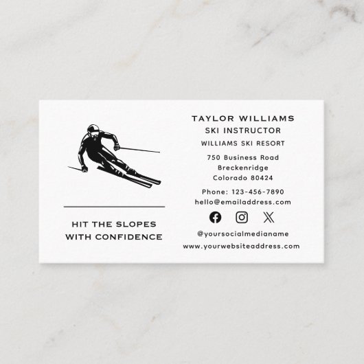 Carte De Visite Entraîneur de ski amusant Instructeur de ski Média (Devant)