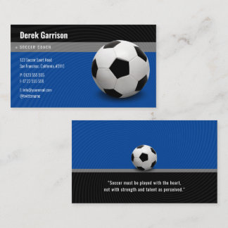 Carte De Visite Entraîneur de soccer bleu profond | Instructeur sp
