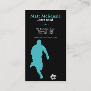 Carte De Visite Entraîneur de soccer (Turquoise)