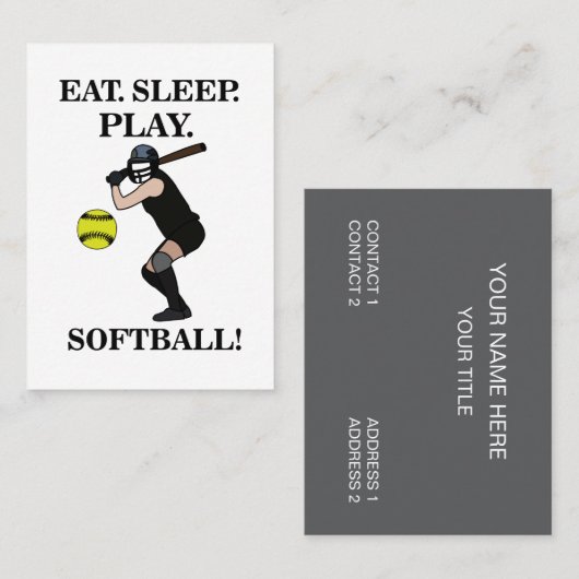 Carte De Visite Entraîneur de softball (Devant / Derrière)
