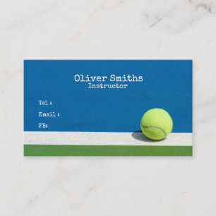 Carte De Visite Entraîneur de tennis avec balle de tennis sur Blue