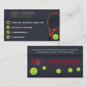 Carte De Visite Entraîneur de tennis professionnel Raquette de