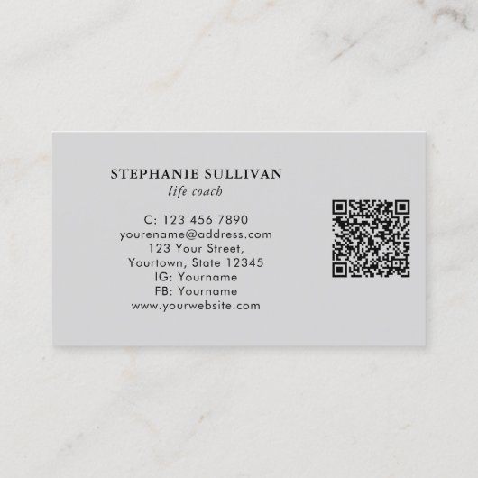 Carte De Visite Entraîneur de vie de code QR (Dos)