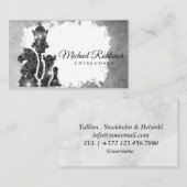 Carte De Visite Entraîneur d'échecs King Metallic Argent Faux (Devant / Derrière)