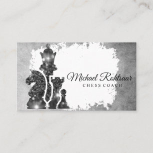 Carte De Visite Entraîneur d'échecs Roi Métal Argenté Faux