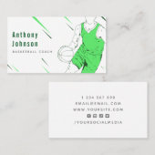 Carte De Visite Entraîneur d'entraîneurs de basket-ball vert moder (Devant / Derrière)