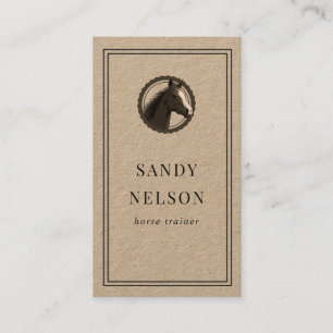 Carte De Visite Entraîneur d'étiquette d'équitation rustique kr