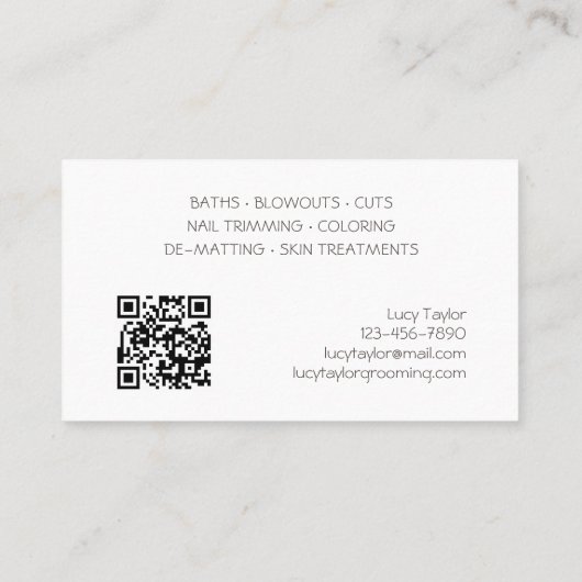 Carte De Visite Entraîneur En Grooming De Chiens Assis À Pied (Dos)