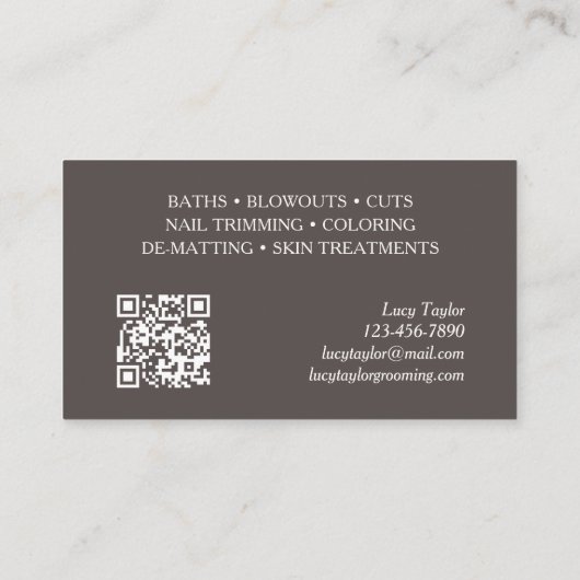 Carte De Visite Entraîneur En Grooming De Chiens Assis À Pied (Dos)