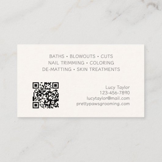 Carte De Visite Entraîneur En Grooming De Chiens Assis À Pied (Dos)