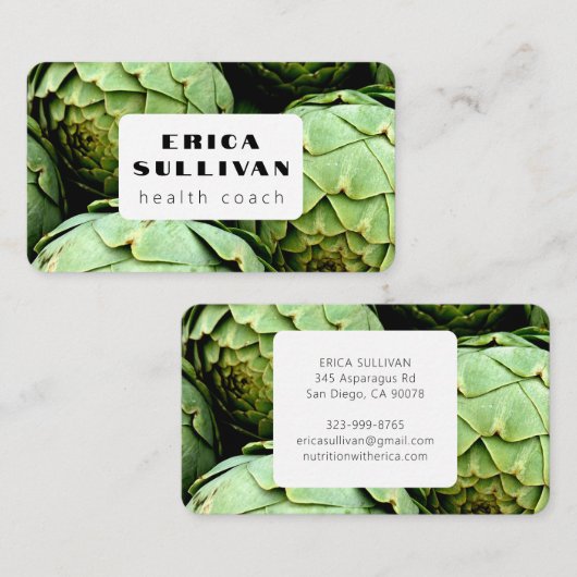 Carte De Visite Entraîneur en santé nutritionniste Chef Vegan Arti (Devant / Derrière)