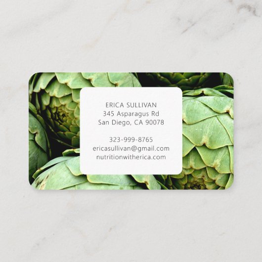 Carte De Visite Entraîneur en santé nutritionniste Chef Vegan Arti (Dos)