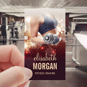 Carte De Visite Entraîneur Fitness Dumbbell Gold Parties scintilla