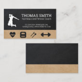 Carte De Visite Entraîneur Fitness | Logo Santé | Cuir (Devant / Derrière)